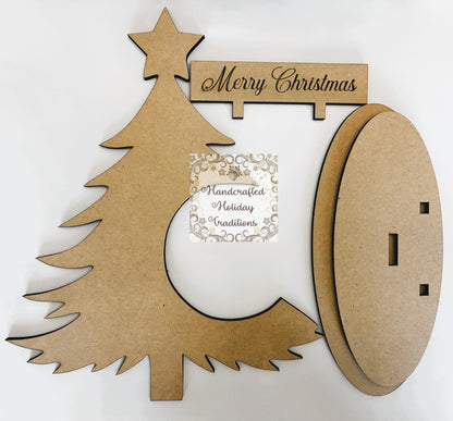 Laser Cut, Engraved, MDF Unfinished Christmas Ornament Holder, Decoupage, Mixed Media, DIY Crafts