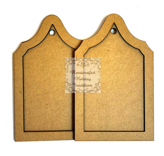 Laser Cut MDF, Framed Vintage Style Tags, Ornaments, Set 2, Canvas, Blank, Base, Decoupage, Crafts, Mixed Media, Gifts, 4 1/4"w x 6 3/4"h