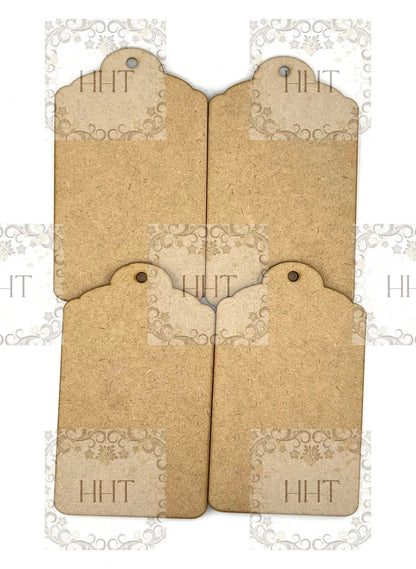 Laser Cut MDF, Tags, Set of 4, Vintage Style, Canvas, Blank, Base, Decoupage, Crafts, Mixed Media, Gift Tags, 3"x 5",  1/8 inch Handcrafted Holiday Traditions