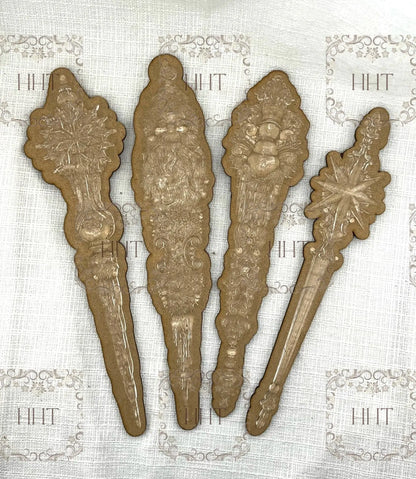 Handcrafted, Laser cut MDF backing, Christmas Ornaments, Tapers Sets, Collection from IOD Molds Handmade by Pamela