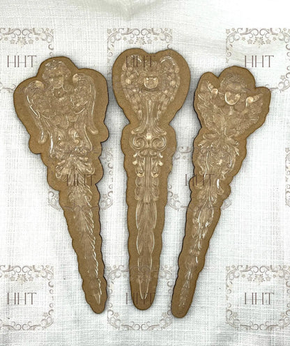 Handcrafted, Laser cut MDF backing, Christmas Ornaments, Tapers Sets, Collection from IOD Molds Handmade by Pamela
