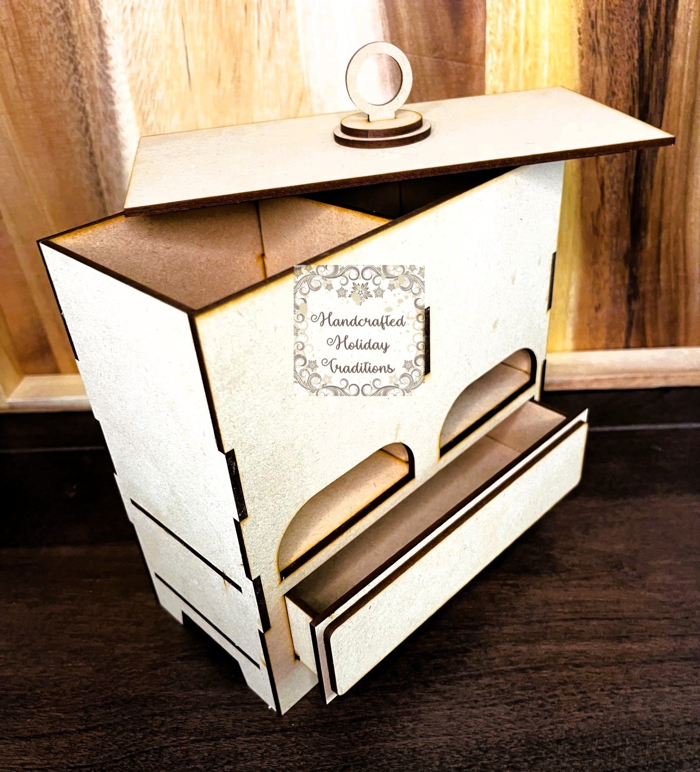 Laser Cut, MDF, Tea Cabinet, Caddy, Craft, Base, Blank, Canvas, Decoupage, Mixed Media, Crafts,  Self-Assembly, Buildable