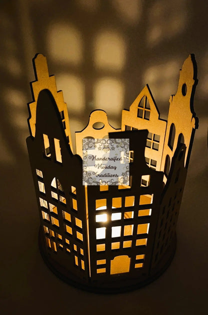 Laser Cut, MDF, Buildable Kit, Tenement Houses, City Scape, Candle Holder, Display, Blank, Base, Decoupage, Mixed Media, Crafts Handcrafted Holiday Traditions