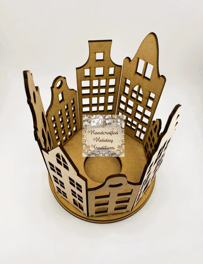 Laser Cut, MDF, Buildable Kit, Tenement Houses, City Scape, Candle Holder, Display, Blank, Base, Decoupage, Mixed Media, Crafts Handcrafted Holiday Traditions