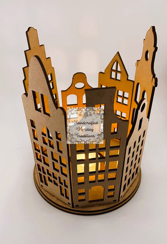 Laser Cut, MDF, Buildable Kit, Tenement Houses, City Scape, Candle Holder, Display, Blank, Base, Decoupage, Mixed Media, Crafts