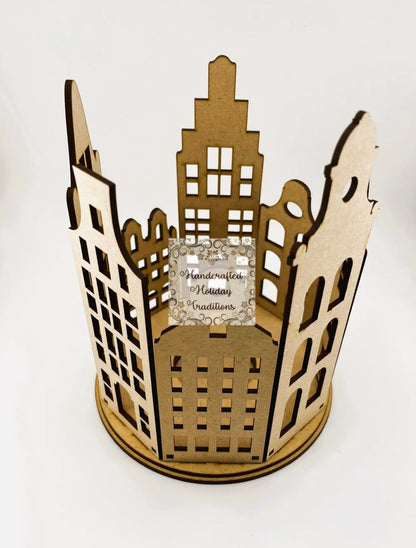 Laser Cut, MDF, Buildable Kit, Tenement Houses, City Scape, Candle Holder, Display, Blank, Base, Decoupage, Mixed Media, Crafts Handcrafted Holiday Traditions