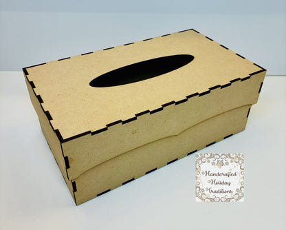 Laser Cut MDF, Kleenex Tissue Box Cover, Unfinished Wood Blank, Buildable Kit, DIY Home Decor, Decoupage, Mixed Media, Crafts