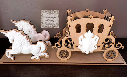 Laser Cut, MDF, Buildable, Chariot, Carriage, Unicorn, Kit, IOD Mould, Blank, Base, Decoupage, Mixed Media, Crafts, Small, Large Variants Handcrafted Holiday Traditions