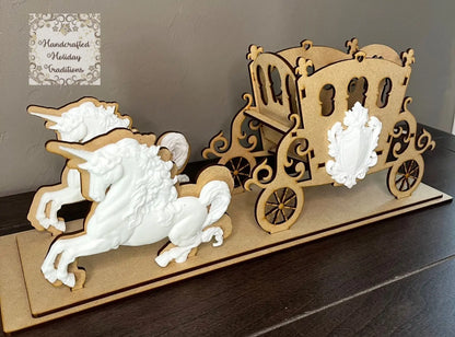 Laser Cut, MDF, Buildable, Chariot, Carriage, Unicorn, Kit, IOD Mould, Blank, Base, Decoupage, Mixed Media, Crafts, Small, Large Variants Handcrafted Holiday Traditions