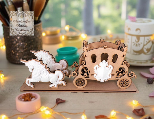 Laser Cut, MDF, Buildable, Chariot, Carriage, Unicorn, Kit, IOD Mould, Blank, Base, Decoupage, Mixed Media, Crafts, Small, Large Variants