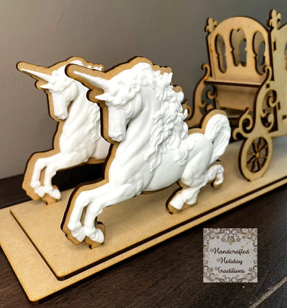 Laser Cut, MDF, Buildable, Chariot, Carriage, Unicorn, Kit, IOD Mould, Blank, Base, Decoupage, Mixed Media, Crafts, Small, Large Variants Handcrafted Holiday Traditions