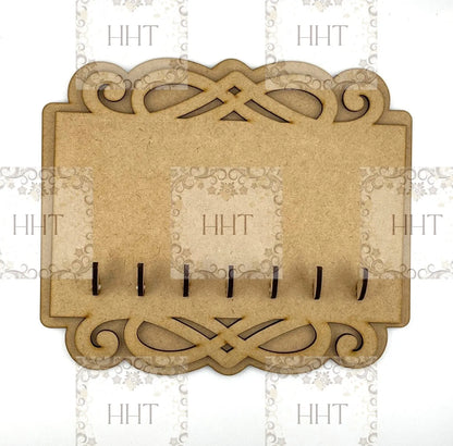 Laser Cut, MDF, Vintage Style, Key Holder, Hooks, Panel, Blank, Base, Plaque, 9 pc, Decoupage, Mixed Media, Crafts, 8 7/8"w x 7 1/2"h Handcrafted Holiday Traditions