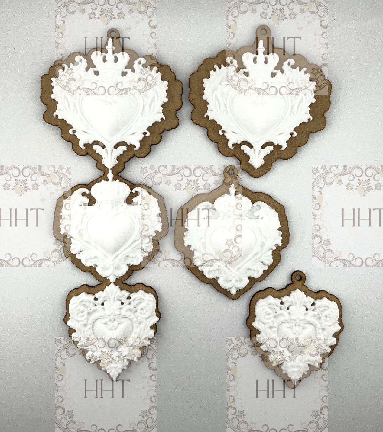 Laser Cut, MDF, Vintage Style LaBlanche Castings, Hearts, Backing, Ornaments, Blank, Base, Decoupage, Mixed Media, Crafts