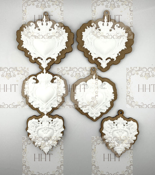 Laser Cut, MDF, Vintage Style LaBlanche Castings, Hearts, Backing, Ornaments, Blank, Base, Decoupage, Mixed Media, Crafts