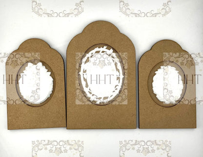 Laser Cut, MDF, Vintage Style, Blank, Base, Panel, Plaque, Frame, IOD Style, Brooches Frame, 2 pc, Decoupage Mixed Media, 2 sizes Handcrafted Holiday Traditions