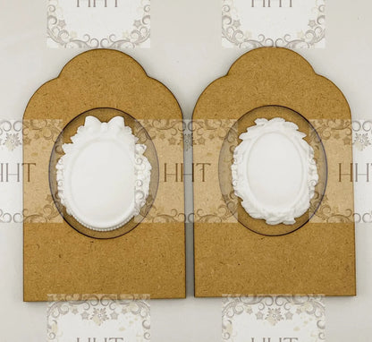 Laser Cut, MDF, Vintage Style, Blank, Base, Panel, Plaque, Frame, IOD Style, Brooches Frame, 2 pc, Decoupage Mixed Media, 2 sizes Handcrafted Holiday Traditions