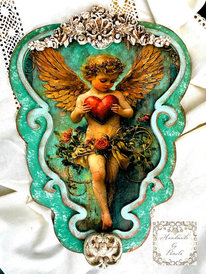 Laser Cut MDF, Vintage Style, Framed Plaque, Panel, Heart, Blank, Base, 2 pc, Decoupage, Mixed Media, Crafts Handcrafted Holiday Traditions