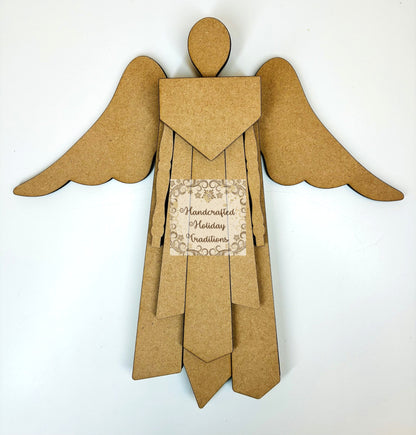 Laser Cut MDF Unfinished Blank Base Wainscot Angel Kit for Decoupage, Mixed Media, Crafts, 10 1\4"w x 10"h, Ready to Paint