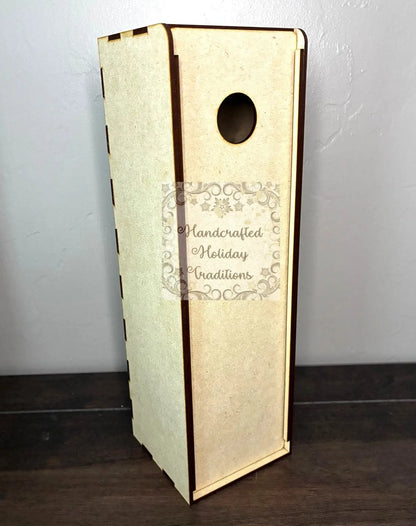 Laser Cut, MDF, Wine, Gift Box, Buildable Kit, Sliding Lid, Craft, Base, Blank, Canvas, Decoupage, Mixed Media, Paintable, 4"w x 13"h x 4"d Handcrafted Holiday Traditions