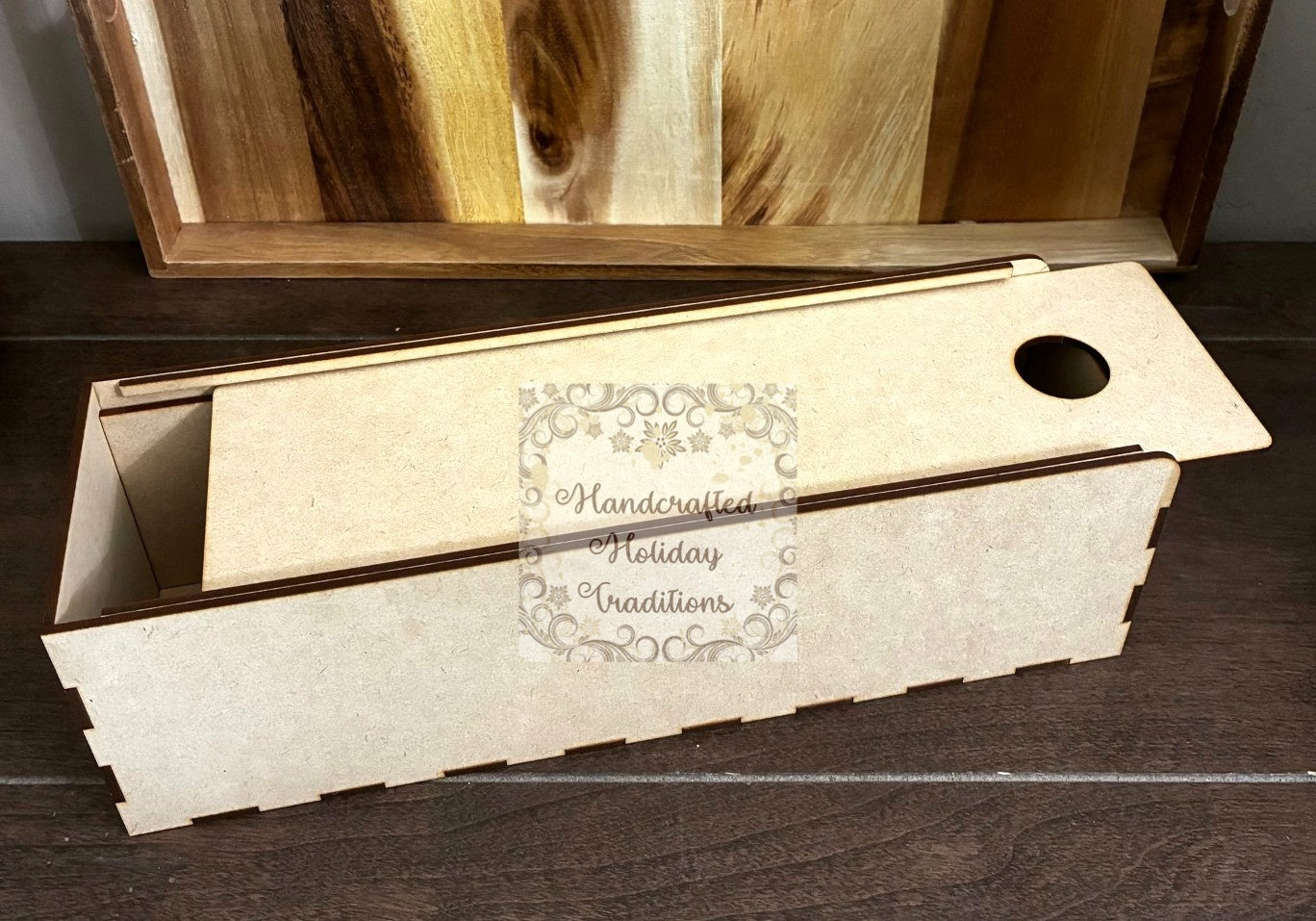 Laser Cut, MDF, Wine, Gift Box, Buildable Kit, Sliding Lid, Craft, Base, Blank, Canvas, Decoupage, Mixed Media, Paintable, 4"w x 13"h x 4"d