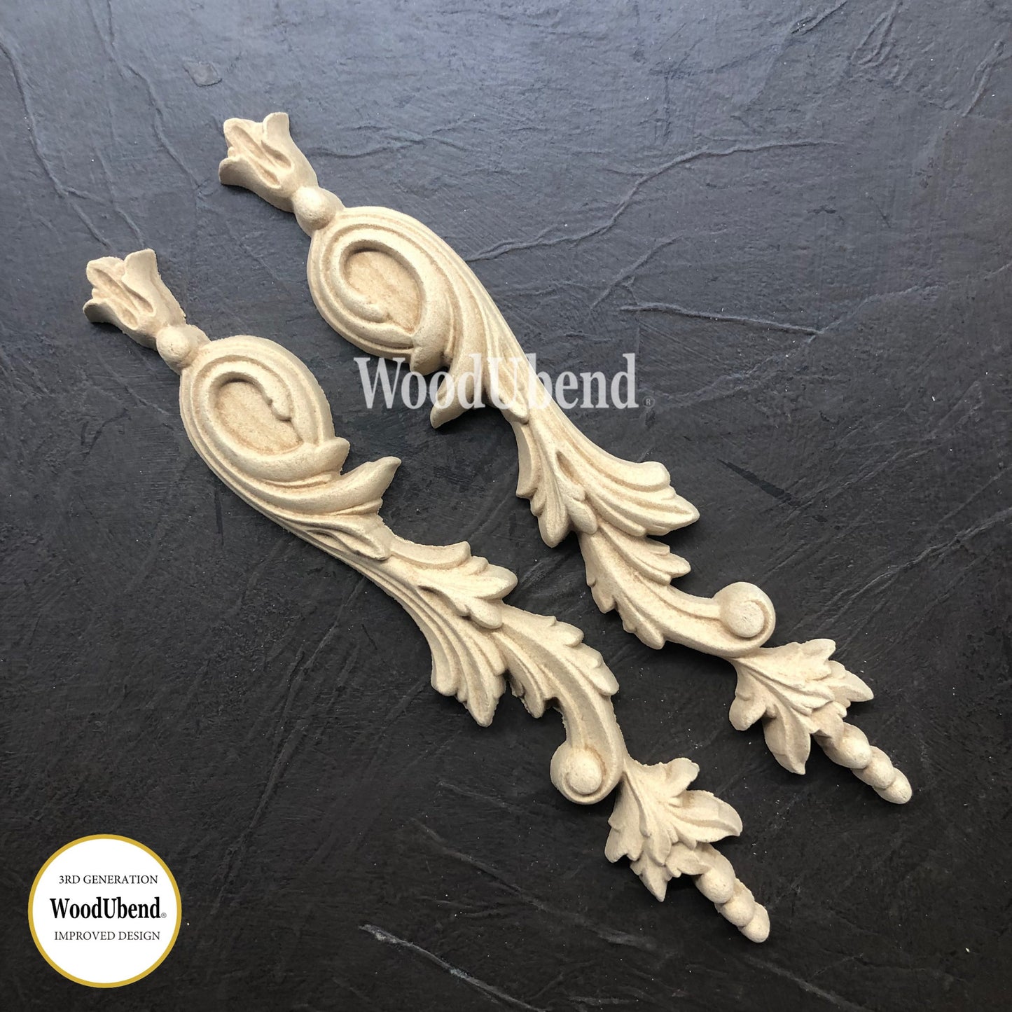 WoodUBend, Pack of 2, Decorative Drops, Vintage Style, flourishes, Scrolls, WUB1304, 9.259 × 1.379 in