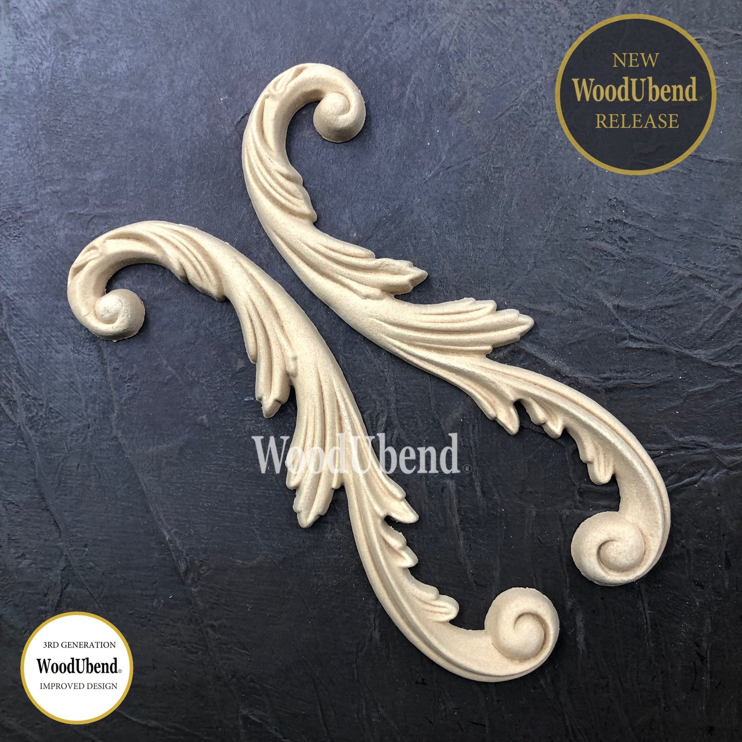 WoodUBend, Set of 2, Scroll Drops, Flourishes, Scrolls, WUB6006, 20.7x7cm