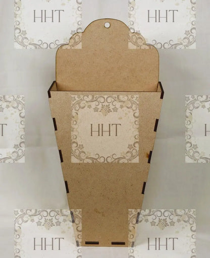 Laser Cut, MDF, Base, Blank, Elongated, Wall Pocket Kit, Buildable, Paintable, Decoupage, Mixed Media, 6" x 12.5" Handcrafted Holiday Traditions
