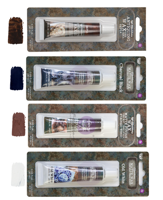 Re-Design with Prima, Art Alchemy, Wax Paste, Matte, Antiquing Wax, Charcoal Black, Sepia, Old White, Stained Wood, French Lavender, 20 ml