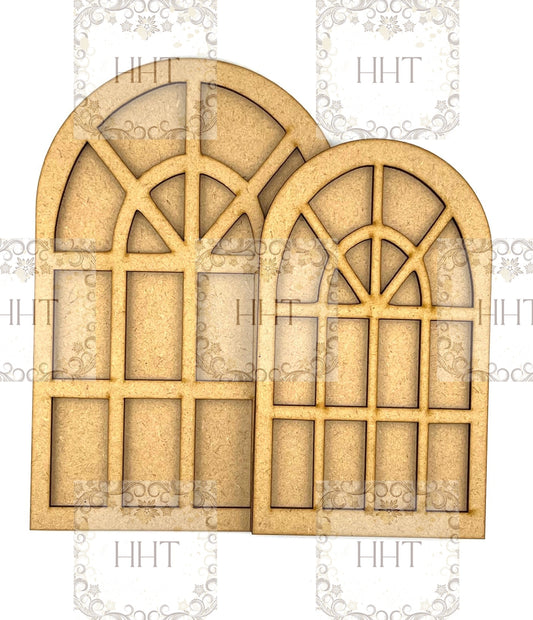Laser Cut, MDF, Vintage Style Cathedral Windows, Arched, Base Blank for Decoupage, Mixed Media, Scrapbooking, Set of 2