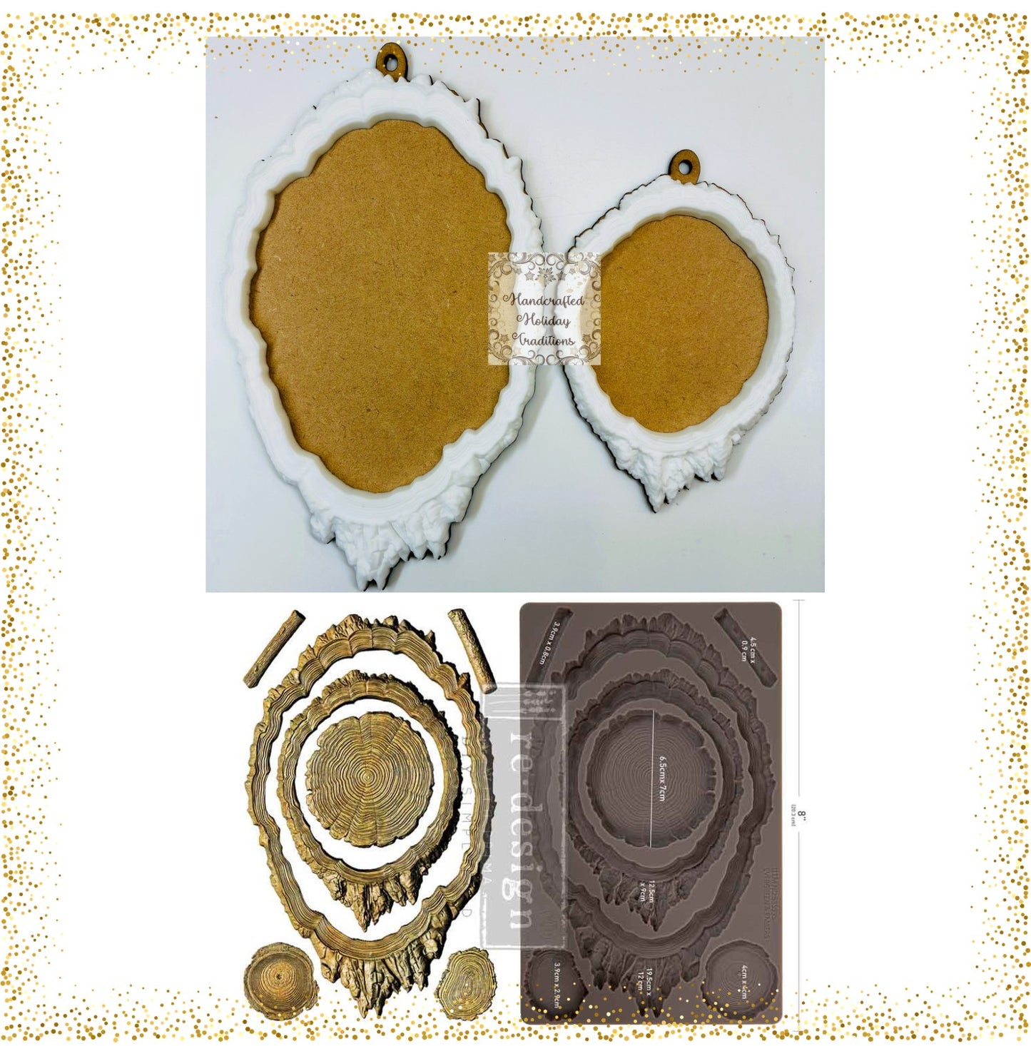 Laser Cut MDF Castings Ornament Blank Base, Re-Design with Prima, Wood Slices, Decoupage, Mixed Media, Crafts