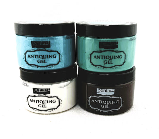 Pentart, Antiquing Gel, 150 ml, Umber, Patina Blue, Patina Green, White, Aged Effect