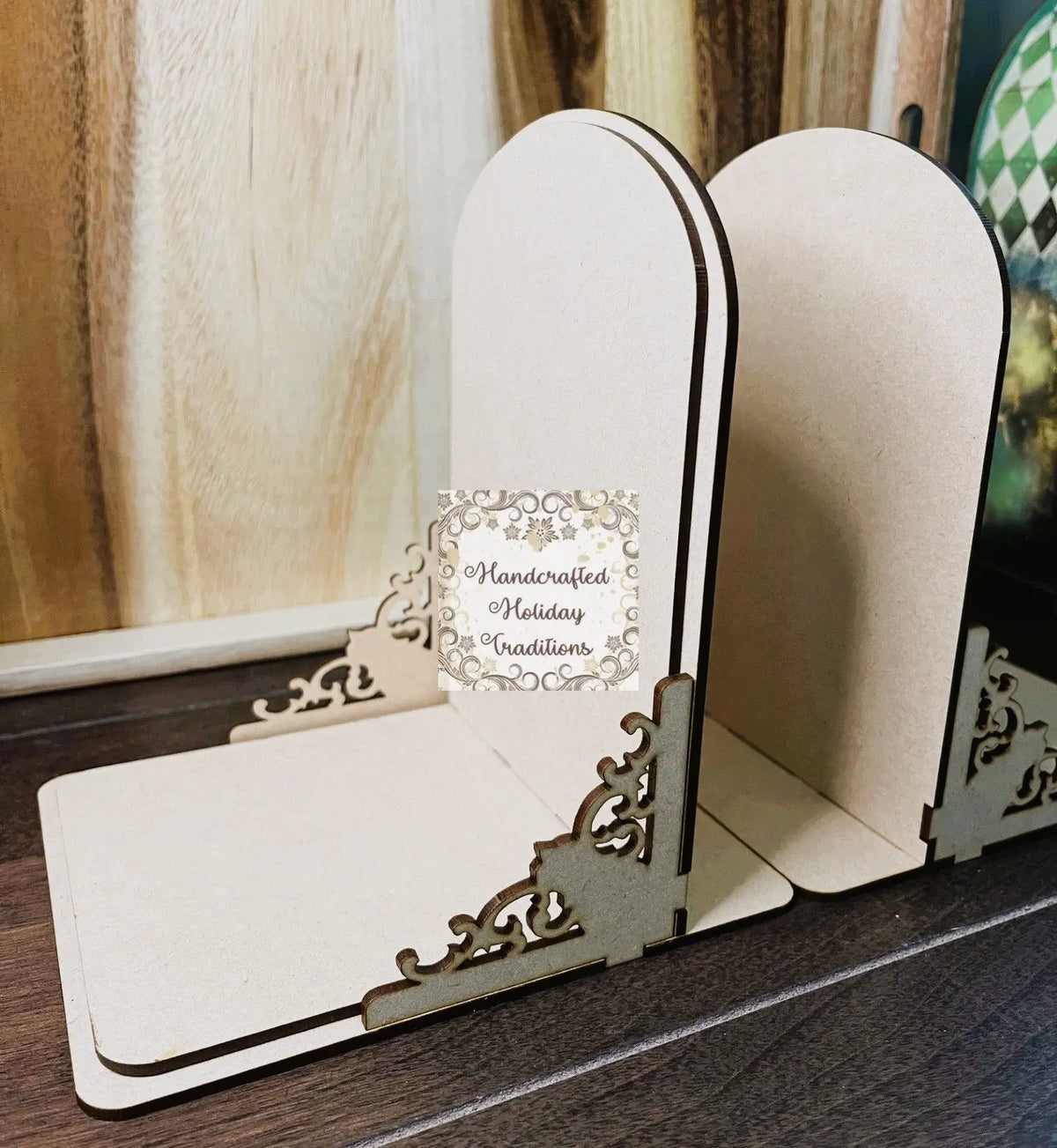 Laser Cut, MDF, Bookend Set, Vintage Style, Home Decor, Blank, Base, D ...