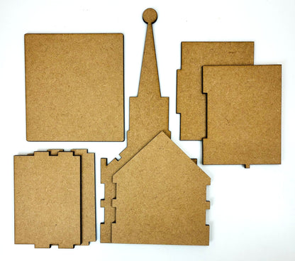 Laser Cut MDF, Church, Base, 3D Buildable, House of Faith, Decoupage Queen Mold Base