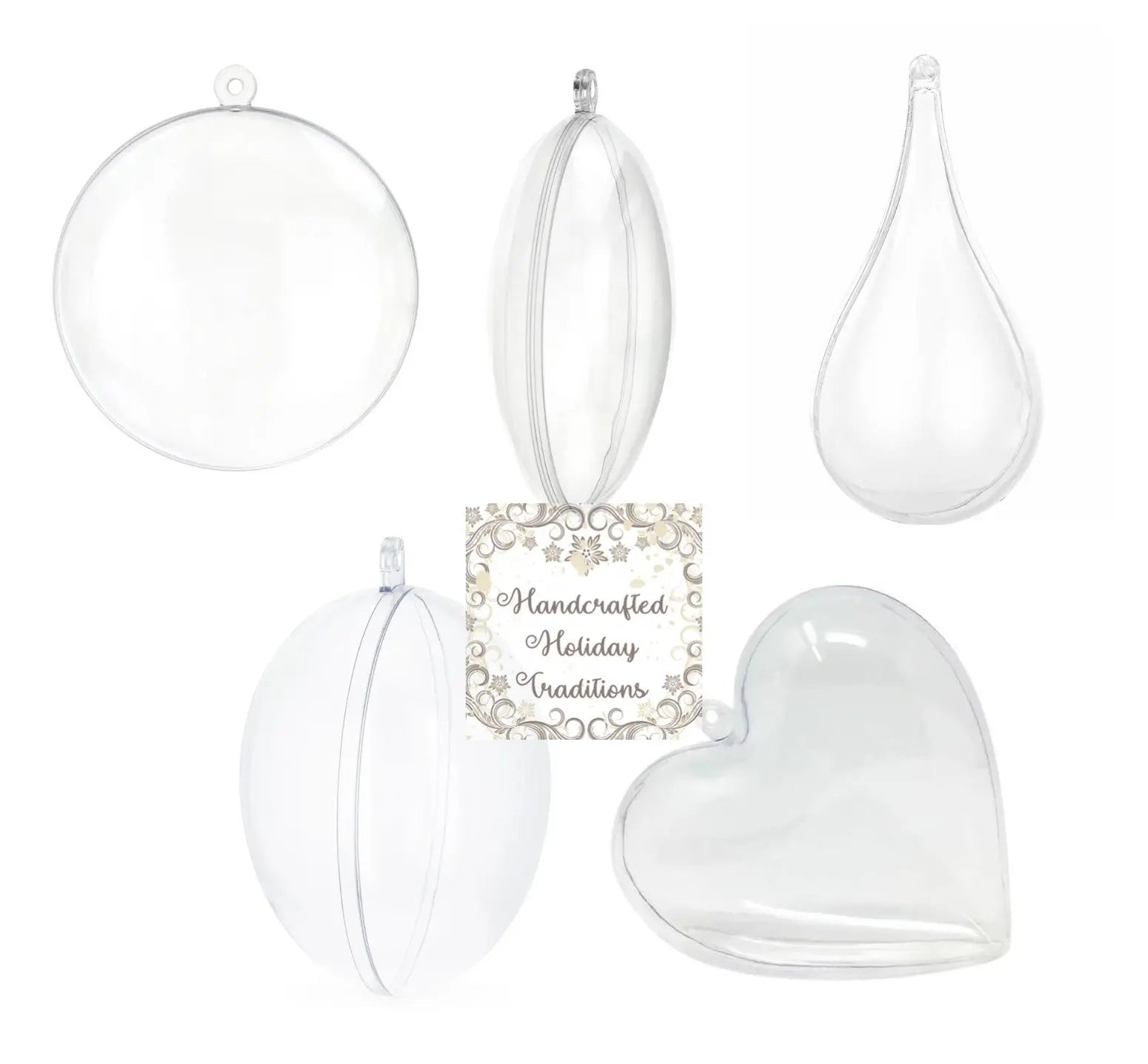 Clear Plastic Ornament Blanks, Round Disc, Tear Drop, Egg, Heart, Fillable, Base, Blanks, Decoupage, Mixed Media, Crafts Handcrafted Holiday Traditions