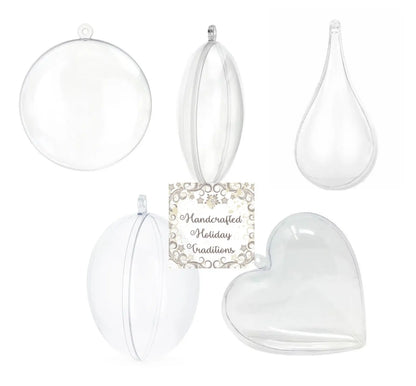 Clear Plastic Ornament Blanks, Round Disc, Tear Drop, Egg, Heart, Fillable, Base, Blanks, Decoupage, Mixed Media, Crafts Handcrafted Holiday Traditions