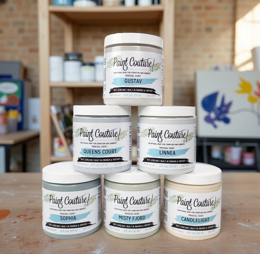 Paint Couture, Acrylic Mineral Paint, 4 oz, Water-based, Eco Friendly, Silky Smooth, Flat Finish, Self-leveling, Colors of Sweden Collection