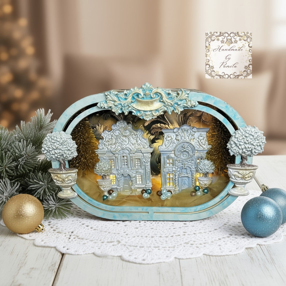 Laser Cut, MDF, Oval Shadow Box, Tray, Altered Art, Diorama, Buildable Kit, Base, Blank, Canvas, Decoupage, Mixed Media, 6.5 x 9.75 x 2.75