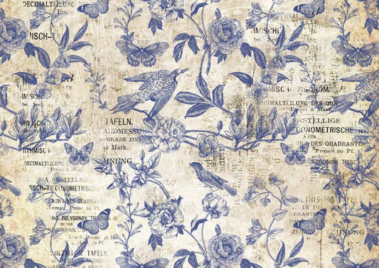 Decoupage Queen Blue Flight DQRP_0250-A4  Size: A4 - 8.3" X 11.7" 210 x 297 mm Rice Paper, Background, Wallpaper