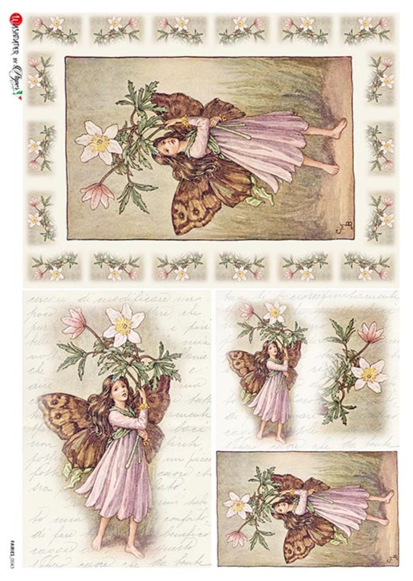 Paper Designs Fairies 0043-A4, Size: A4 - 8.3" X 11.7"   Rice Paper for Decoupage