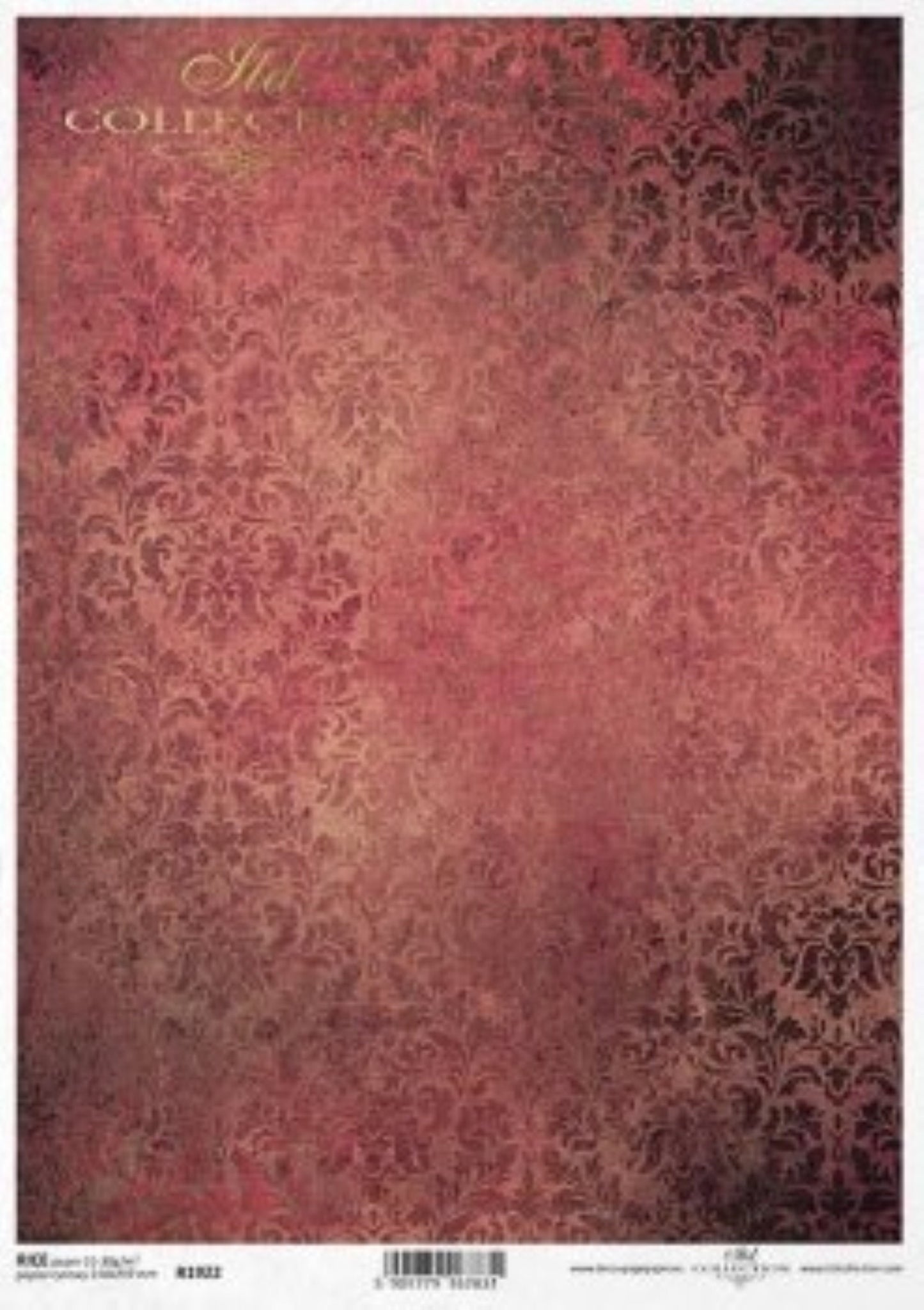 ITD Collection Inferno Damask, Red, Wallpaper, Background, R1922 Rice Paper for Decoupage Size A4