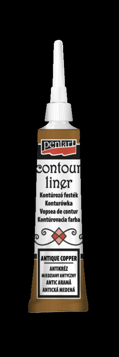 Pentart, Contour liner, 20 ml, Copper, Silver, Sparkling Gold, Gold, 3D, Metallic, Paint Pen, Water Based Pentart