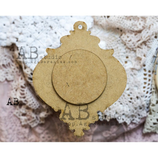 AB Studio Laser Cut HDF  Wood Base with Overlay Ornament Blank 2 piece for Decoupage Mixed Media, Crafts, ID-35, 15cm x 10cm, 6 x 4