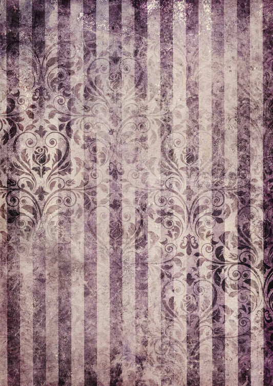 Decoupage Queen, Versailles, Lavender, Damask, Stripes, Vintage Style, Shabby chic, Wallpaper, Background, 0245, A4 8.3" X 11.7", Rice Paper