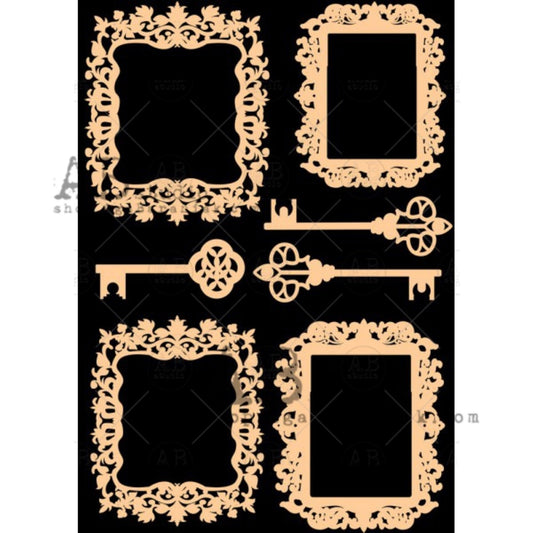 AB Studio Laser Cut HDF Chipboard 1/16" thick mixed media ID-308 Floral Frames, Keys, Scrapbooking, Card making