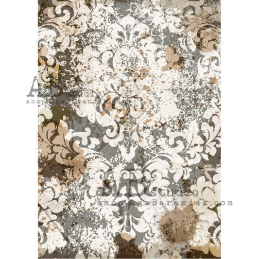 AB Studio Brocade Style Design #0168 Size: A4 - 8.27 X 11.69 inches Rice Paper for Decoupage Imported from Poland