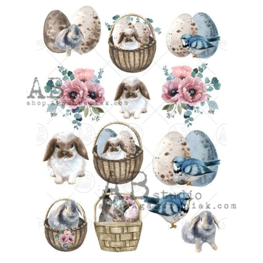 AB Studio Easter Egg Bunny #0562 Size: A4 - 8.27 X 11.69 inches Rice Paper for Decoupage Imported from Poland