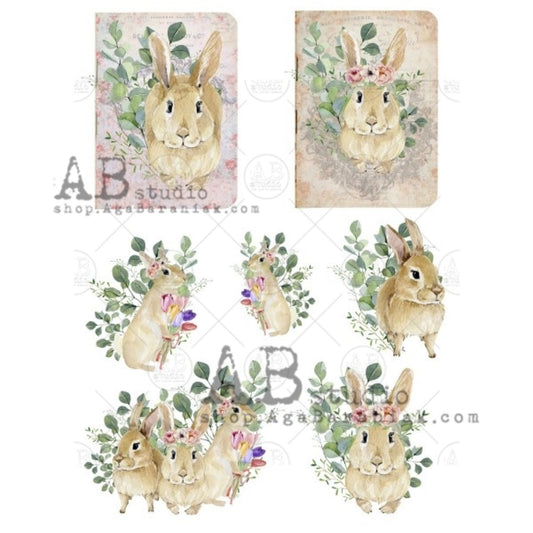 AB Studio Easter Bunny #0566 Size: A4 - 8.27 X 11.69 inches Rice Paper for Decoupage Imported from Poland