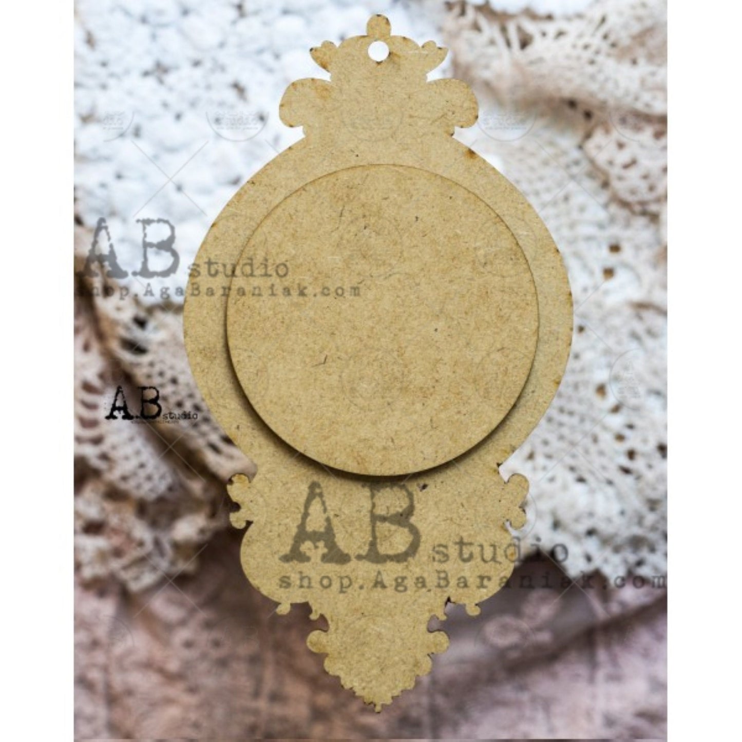 AB Studio Laser Cut HDF  Wood Base with Overlay Ornament Blank 2 pc for Decoupage Crafts, Mixed Media, ID-44, 18cm x 10cm, 7 x 4