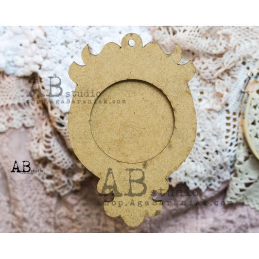 AB Studio Laser Cut HDF  Wood Base with Overlay Ornament Blank 2 piece for Decoupage Mixed Media, Craft ID-19, 18cm x 12, 7 x 5 , Crafts