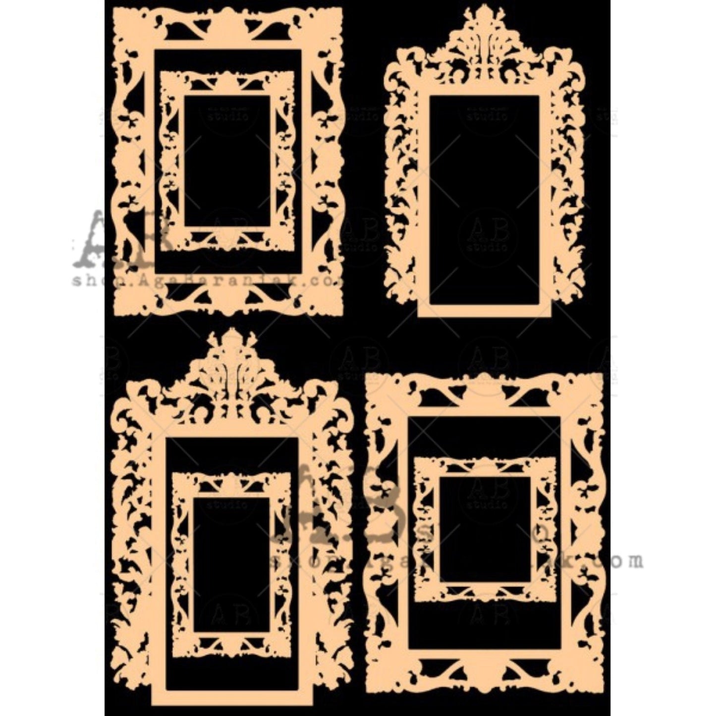 AB Studio Laser Cut HDF Chipboard 1/16" thick mixed media ID-312 Vintage Style Frames, Scrapbooking, Card making 7-piece set